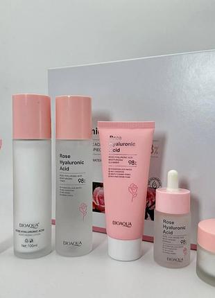 Набор для лица bioaqua rose hyaluronic acid moisturizing six-piece set, 6 продуктов
