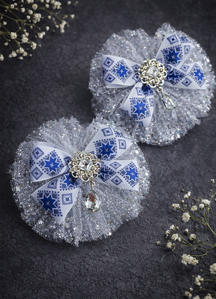 Патріотичні бантики для волосся ручної роботи bantyshop