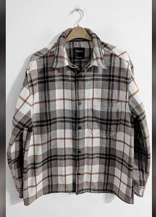 Тепла куртка-сорочка в клітинку