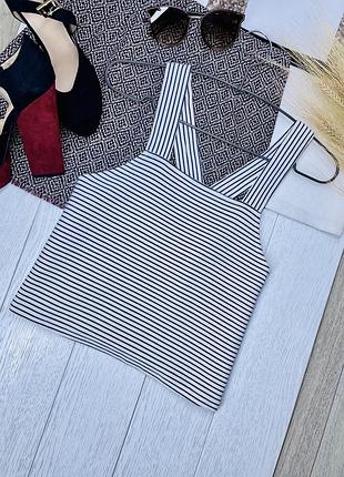 Короткий топ zara m топ з щільного трикотажу смугастий топ з ґудзиками на спині топ зара