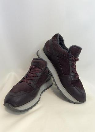 Santoni(італія) утеплені шкіряні кросівки на хутрі, р. 39,5-40