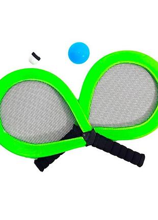 Бадминтон в сетке, волан и мяч my1805_green