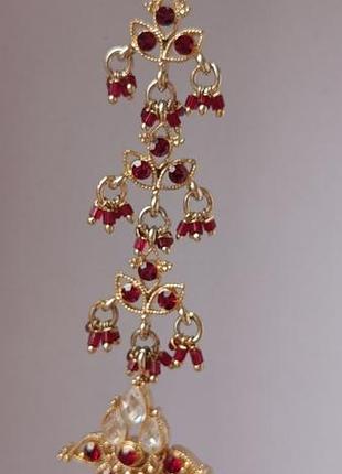 Сережка - люстра з червоними камінчиками
