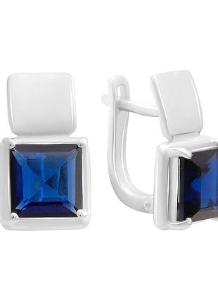Серебряные серьги ortex с сапфиром nano 3.95ct (2189107)