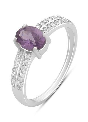 Срібне кільце ortex з александритом 1.428ct, вага виробу 2,16 г (2195740) 17 розмір