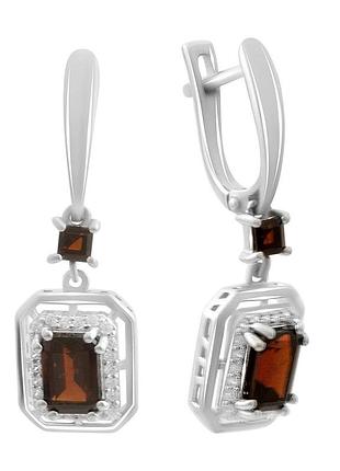 Срібні сережки ortex з натуральним гранатом 3.301ct (2195856)
