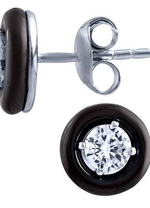 Серебряные серьги ortex с керамикой (1904169)