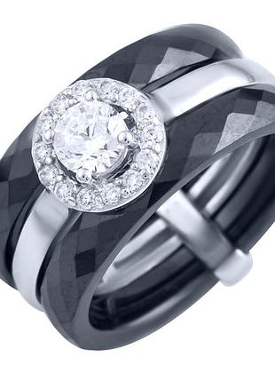 Срібне кільце ortex з керамікою, вага виробу 6,54 г (1903858) 18 розмір