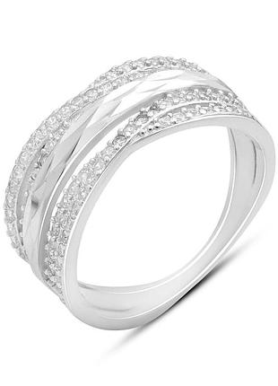 Серебряное кольцо ortex с фианитами, вес изделия 3,61 гр (2185659) 18.5 размер 3.48, 17"