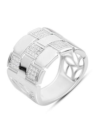 Серебряное кольцо ortex с фианитами, вес изделия 7,31 гр (2161806) 18 размер