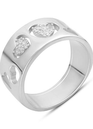 Серебряное кольцо ortex с фианитами, вес изделия 6,3 гр (2181231) 19 размер 5.44, 17.5