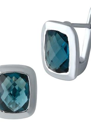 Серебряные серьги ortex с топазом лондон блю 4.823ct (1904589)
