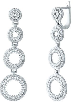 Серебряные серьги ortex с фианитами (1908549)