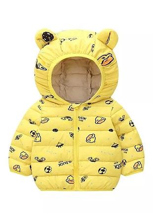 Дитяча куртка на весну жовта унісекс з вушками 98