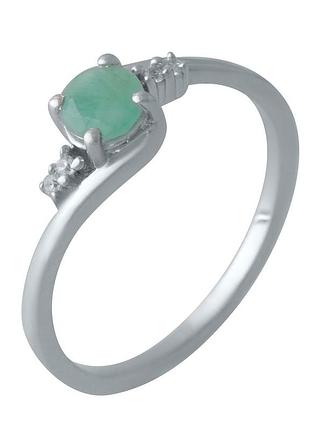 Серебряное кольцо ortex с натуральным изумрудом 0.547ct, вес изделия 1,66 гр (2010944) 16.5 размер
