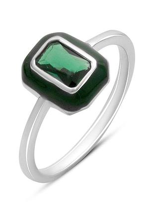 Серебряное кольцо ortex с фианитами, емаллю, вес изделия 1,67 гр (60002237) 18 размер