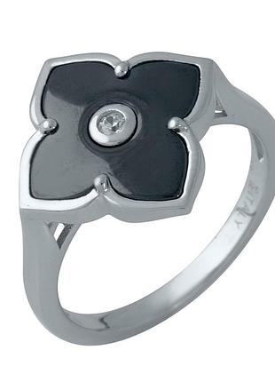 Серебряное кольцо ortex с керамикой, вес изделия 3,58 гр (1982341) 18 размер