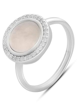 Срібне кільце ortex з натуральним перламутром, вага виробу 3,11 г (2184904) 17.5 розмір