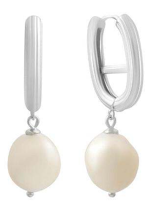 Серебряные серьги ortex с натуральным жемчугом барочным (2185284)