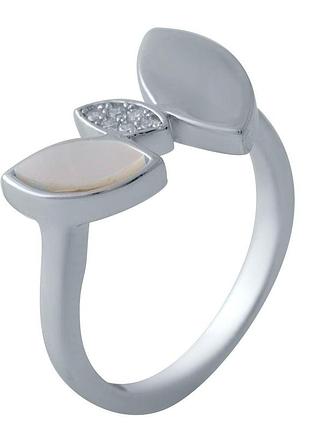 Серебряное кольцо ortex с натуральным перламутром, вес изделия 3,01 гр (2037965) 17 размер