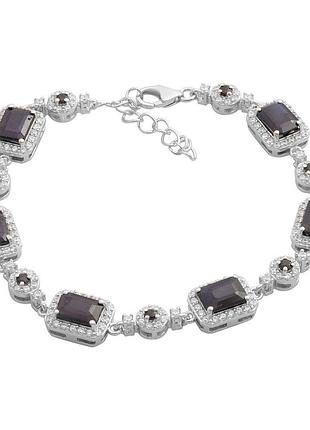 Срібний браслет ortex з натуральним сапфіром, фіанітами, вага виробу 11,42 г (2190868) 1618 розмір