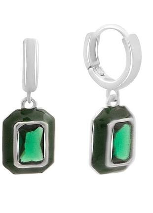 Серебряные серьги ortex с фианитами, емаллю (60002243)