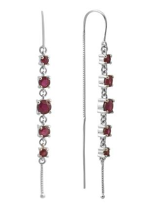 Серебряные серьги ortex с натуральным рубином 3.58ct (2198352)
