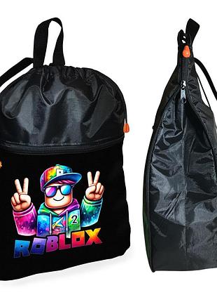 Рюкзак-мешок для обуви,спортивной формы роблокс "roblox" детская сумка для сменки с расширителем (1671)