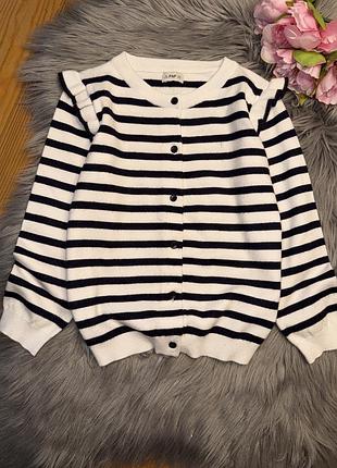 Стильний якісний кардиган в смужку на дівчинку 5/6р f&f