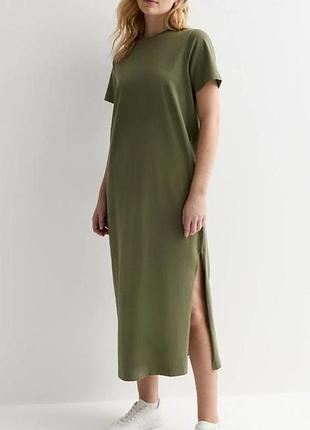 🎁1+1=3** стильна трикотажна довга сукня з розрізом на нозі new look, розмір 48 - 50