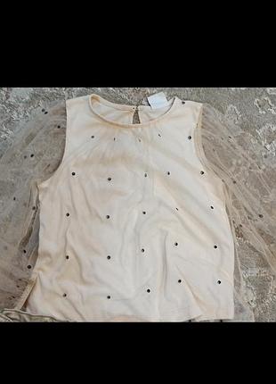 Блуза з прозорими рукавами zara
