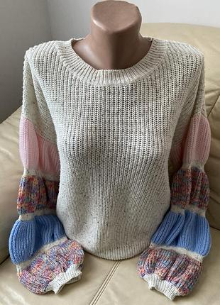 Продам светр від shein з обʼємними різнокольоровими рукавами