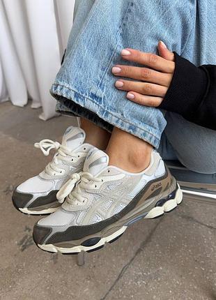 Asics gel-nyc brown/cream кросівки унісекс жіноча та чоловічі