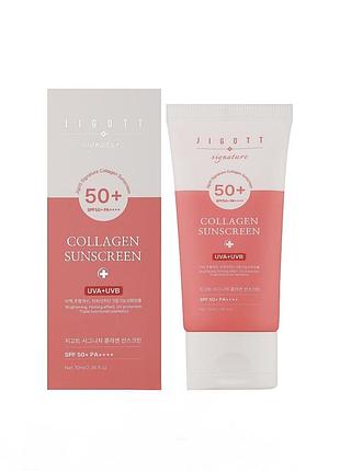 Сонцезахисний крем з колагеном jigott signature collagen sunscreen spf 50+ pa++++ 70 мл