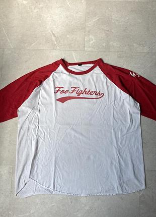 Футболка лонгслів vintage foo fighters grohl baseball grunge rock band long sleeve t-shirt