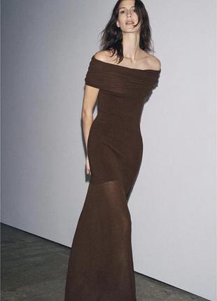 Вишукана жіноча сукня zara в шоколадному кольорі