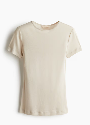 Бежевая футболка h&m ,  базова женская футболка, женская одежда