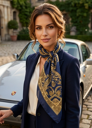 Стильный модный брендовый шелковый платок платок платок porsche 100% натуральный шелк