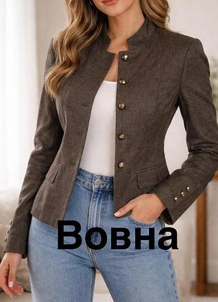 Жакет гусарський піджак коричневий жіночий вовняний піджак next 14/l xl