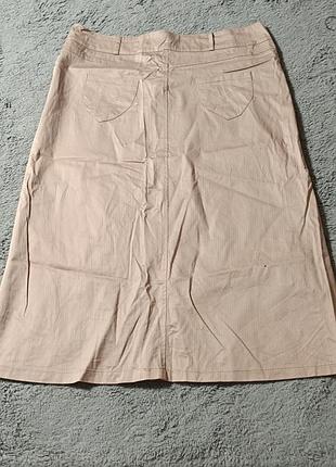 Жіноча довга спідниця з плащової тканини на підкладці посадка висока розмір 52 прямий стан — гарне ціле з нестачі один лямка