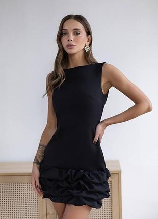 6 кольорів! міні сукня футляр без рукавів з оборками, базова, класична, святкова, приталена, коротке плаття, з рюшами, облягаюча