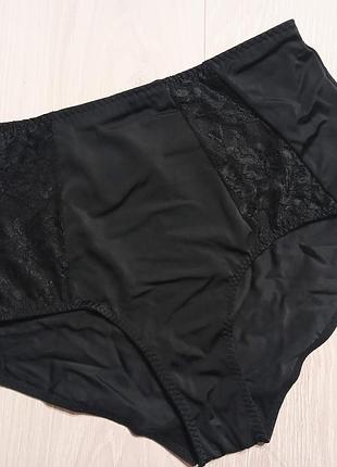 Женские черные высокие моделирующие трусики с кружевом esmara