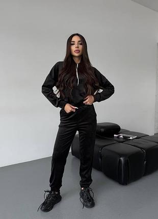 Велюровый спортивный костюм худи и штаны джоггеры