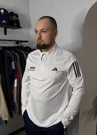 Чоловічий білий лонгслів adidas own the run half-zip track top, розмір l, артикул iv5423