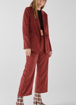 Двубортный велветовой пиджак оверсайз с воротником с лацканами bershka,zara,oysho3 фото