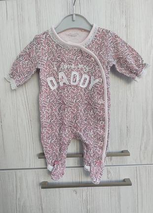 Брендовый хлопковый человечек next с кружевом и надписью i love my daddy для новорожденной девочки