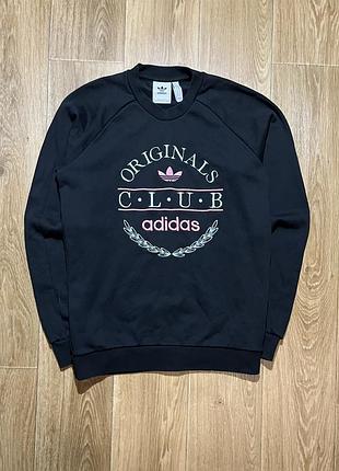 Світшот adidas originals club чорний з вишивкою, розмір s
