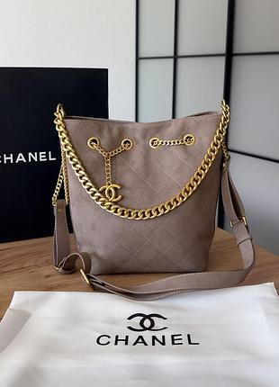 Замшева сумка мішок через плече в ромбоподібній прострочці ch