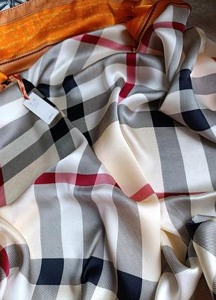 Большой яркий шелковый платок в стиле burberry 100%тайский шелк