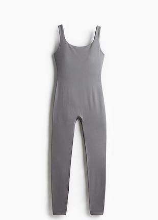 Комбинезон h&amp;m однотонный серый спортивный
